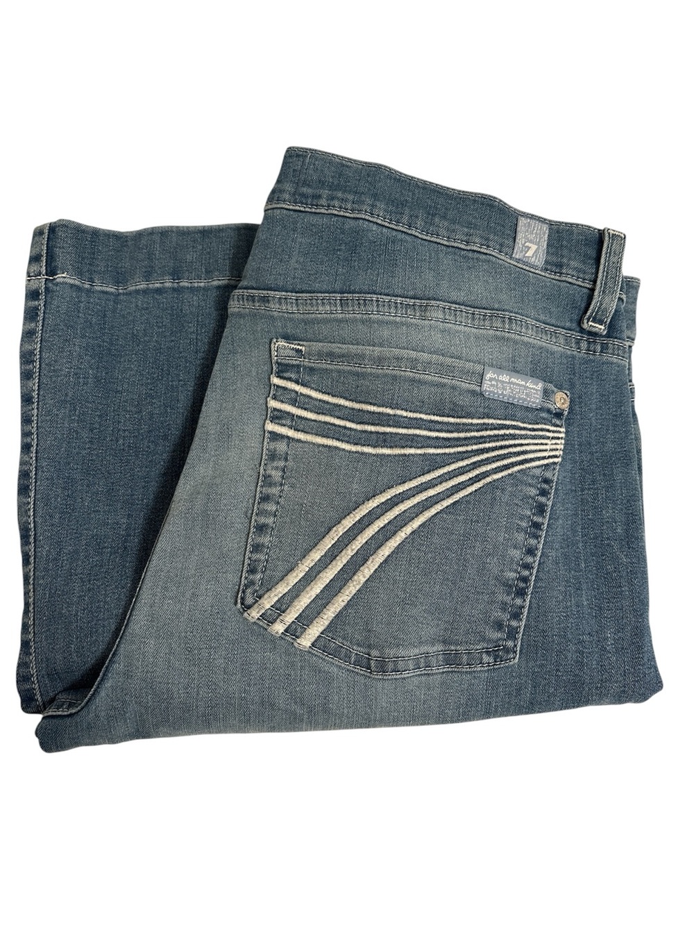 7 For All Mankind Tailorless Dojo Flare Designer Jeans Size 32 NWT Ideal Wash
